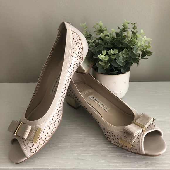 Dana Buchman Shoes - Leather with cutout showing gold accents, matte gold heel, size 8